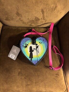 Disney Parks 2025 Jack Skellington Sally Zero Heart Shaped Crossbody Purse - NWT